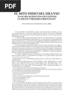 El mito indio del diluvio en su relación con los cuentos clásicos y próximo-orientales (Artículo)