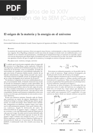 El origen de la materia y la energía en el universo (Artículo)