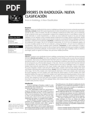 Errores en radiología: nueva clasificación (Artículo)