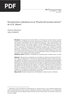 Escepticismo e idealismo en la Prueba del mundo exterior de G.E. Moore