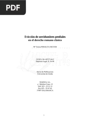 Evicción de servidumbres prediales en el derecho romano clásico