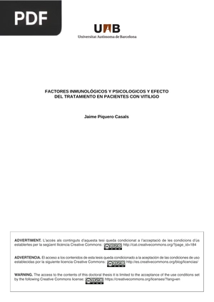 Factores inmunológicos y psicológicos y efecto del tratamiento en pacientes con vitiligo