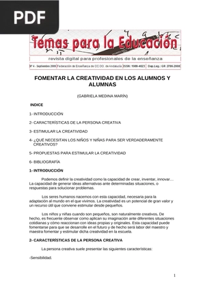 Fomentar la creatividad en los alumnos y alumnas