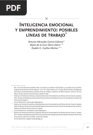 Inteligencia emocional y emprendimiento: posibles líneas de trabajo