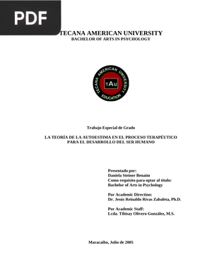 La Teoría de la Autoestima en el Proceso Terapéutico para el Desarrollo del Ser Humano