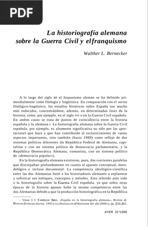 La historiografía alemana sobre la Guerra Civil y el franquismo