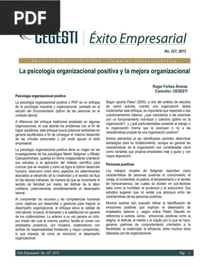 La psicología organizacional positiva y la mejora organizacional (Artículo)