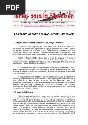 Las alteraciones del habla y del lenguaje (Artículo)