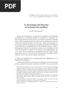 La sociología del derecho en la formación jurídica