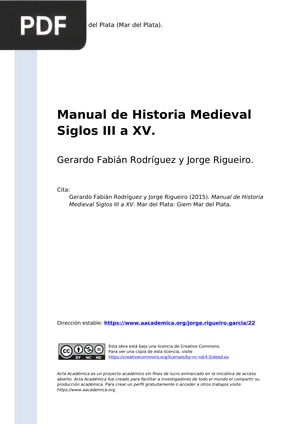 Manual de historia medieval: siglos III a XV