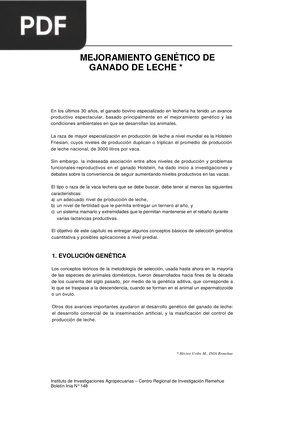 Mejoramiento genético de ganado de leche (Artículo)