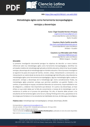 Metodologías ágiles como herramienta tecnopedagógica: ventajas y desventajas