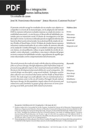 Musicoterapia e integración social en menores infractores