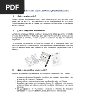 Patentes de Invención, Modelos de Utilidad y Diseños Industriales