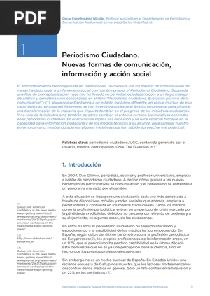 Periodismo Ciudadano. Nuevas formas de comunicación, información y acción social