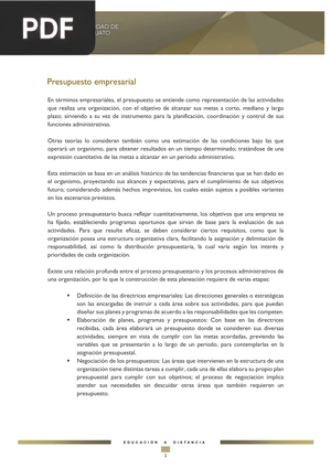 Presupuesto empresarial (Artículo)