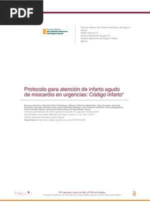 Protocolo para atención de infarto agudo de miocardio en urgencias: Código infarto