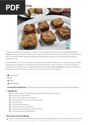 Receta de Leche frita gallega