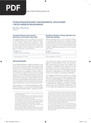 Tecnología blockchain: funcionamiento, aplicaciones y retos jurídicos relacionados