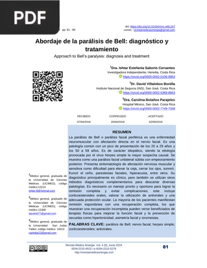 Abordaje de la parálisis de Bell: diagnóstico y tratamiento (Artículo)