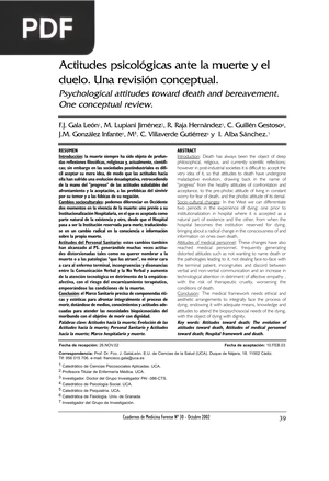 Actitudes psicológicas ante la muerte y el duelo. Una revisión conceptual. (Artículo)