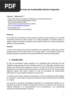 Análisis del Ciclo de Combustible Nuclear Argentino