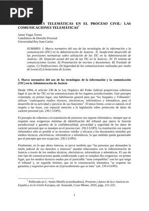 Aplicaciones telemáticas en el proceso civil: Las comunicaciones telemáticas