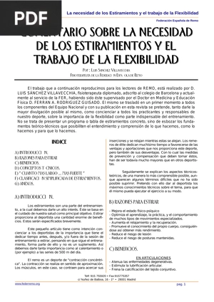 Comentario sobre la necesidad de los estiramienos y el trabajo de la flexibilidad (Artículo)