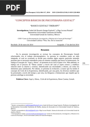 Conceptos básicos de psicoterapia gestalt