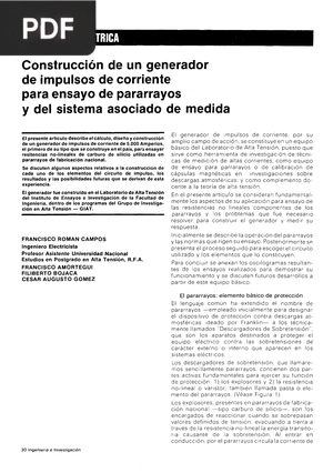 Construcción de un generador de impulsos de corriente para ensayo de pararrayos y del sistema asociado de medida