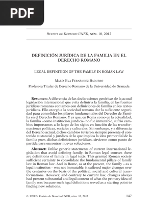 Definición jurídica de la familia en el derecho romano