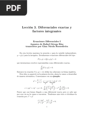 Diferenciales exactas y factores integrantes