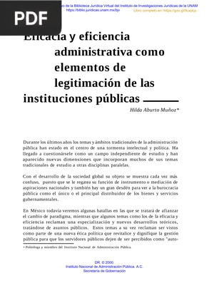 Eficacia y eficiencia administrativa como elementos de legitimación de las instituciones púlibcas