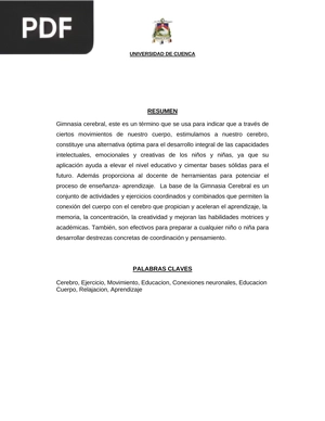 Estudio de la gimnasia cerebral en niños de preescolar