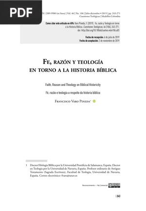 Fe, razón y teología en torno a la historia bíblica