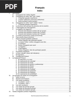 Lista de Participios Irregulares Franceses