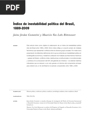 Índice de inestabilidad política del Brasil, 1889-2009