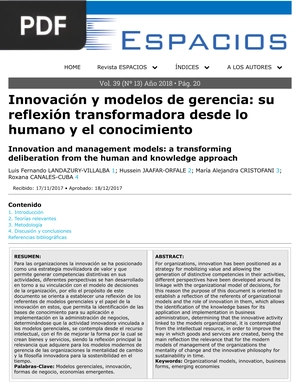 Innovación y modelos de gerencia: su reflexión transformadora desde lo humano y el conocimiento