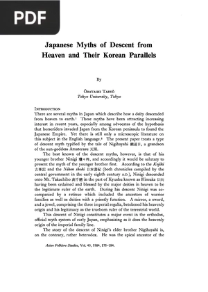 Japanese Myths of Descent from Heaven and Their Korean Parallels (Inglés)