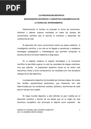 La preparacióndeportiva. Antecedentes Históricos y Conceptos Fundamentales de la Teoría del Entrenamiento