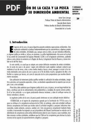 La regulación de la caza y la pesca deportiva y su dimensión ambintal