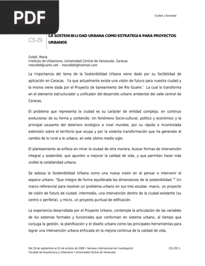 La sostenibilidad urbana como estrategia para proyectos urbanos