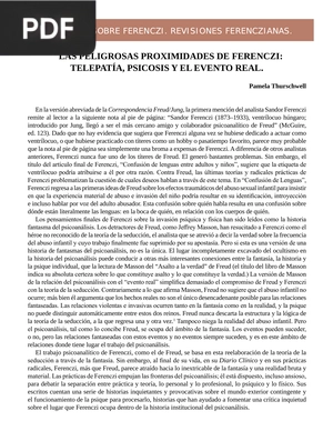 Las peligrosas proximidadesde ferenczi: telepatía, psicosis y el evento real