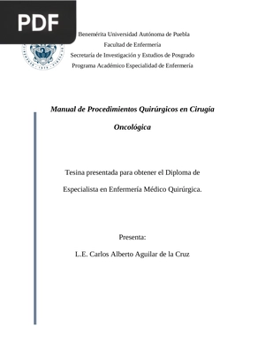 Manual de Procedimientos Quirúrgicos en Cirugía Oncológica