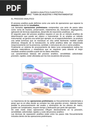 Quimica Analítica Cuantitativa Seminario: Toma de Muestra y Pretratamientos