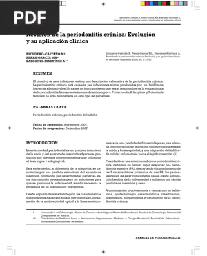 Revisión de la periodontitis crónica: Evolución y su aplicación clínica