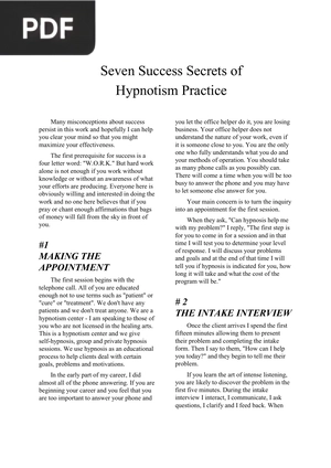 Seven Success Secrets of Hypnotism Practice