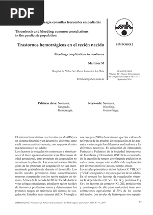 Trastornos hemorrágicos en el recién nacido (Artículo)