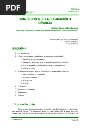 Vida después de la separación o divorcio