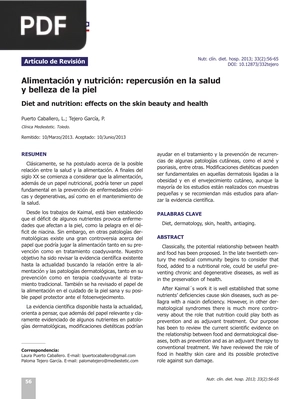 Alimentación y nutrición: repercusión en la salud y belleza de la piel